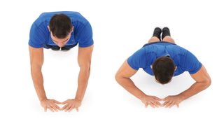 Man doing a diamond push-up to help lose weight on arms