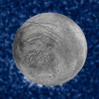 Composite Image of Europa water plume as seen by Hubble Space Telescope.