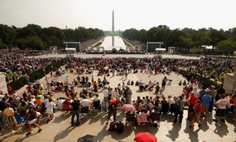 Spectators fill the National Mall from the Lincoln Memorial to the World War II Memorial during the &amp;#039;Restoring Honor&amp;#039; event.