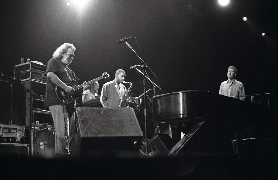 The Grateful Dead onstage circa 1987