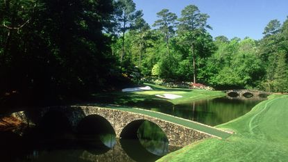 Hogan Bridge and 12th green pictured at Augusta National