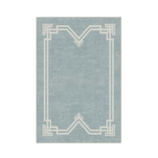 The Hiltons Chrysler Border Chambray Blue Tufted Rug, 4' x 6'