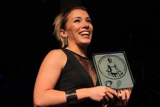 Caroline Buchanan accepts an Australian Cyclist of the Year Award