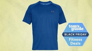 Under Armour Tech 2.0 workout t-shirt in blue with Black Friday Tom's Guide badge bottom right