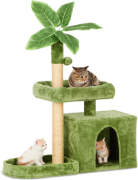 TSCOMON 31.5" Cat Tree / Tower for Indoor Cats with Green Leaves Was $66.99