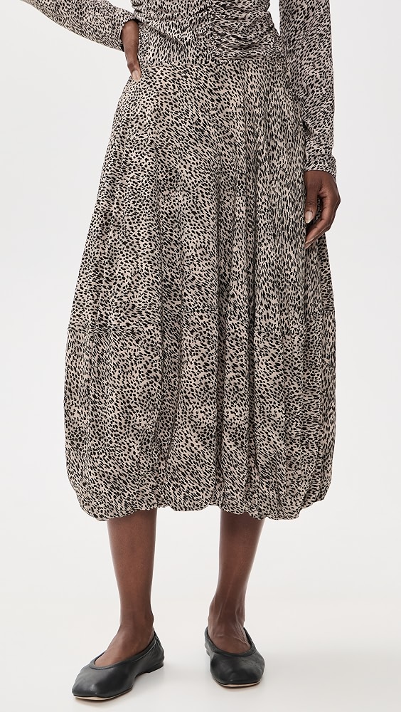 Charlize Print Bubble Midi Skirt - Cream