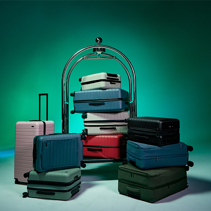 pictured are an array of away luggages