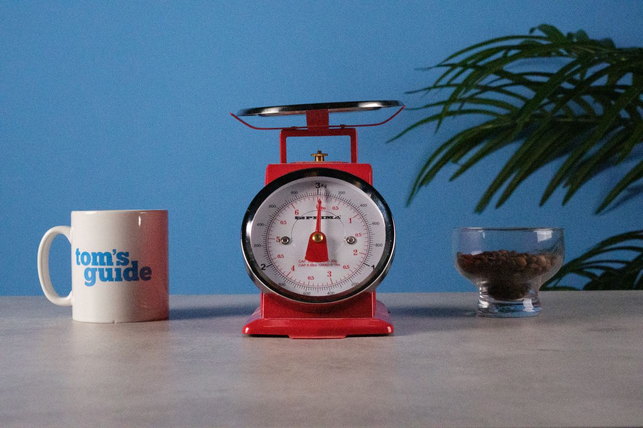 An image of a set of red scales taken on the Fujifilm X-T30 III