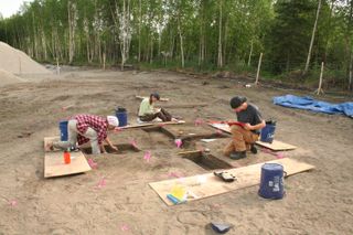 The excavation of three ancient Athabaskan people. Researchers studied the DNA of these ancient people in the new study.