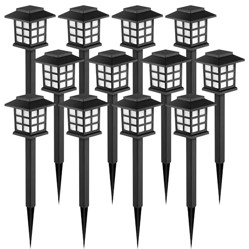 Gigalumi Solar Outdoor Lights,12 Pack Led Solar Lights Outdoor Waterproof, Solar Walkway Lights Maintain 10 Hours of Lighting for Your Garden, Landscape, Path, Yard, Patio, Driveway