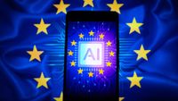EU Flag with AI smartphone