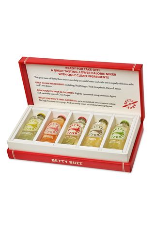 little bottles of mocktails in a red case