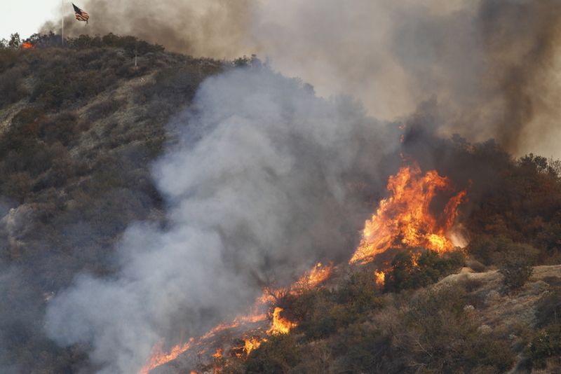 A wildfire in California