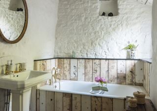 bathroom in renovated rustic cottage