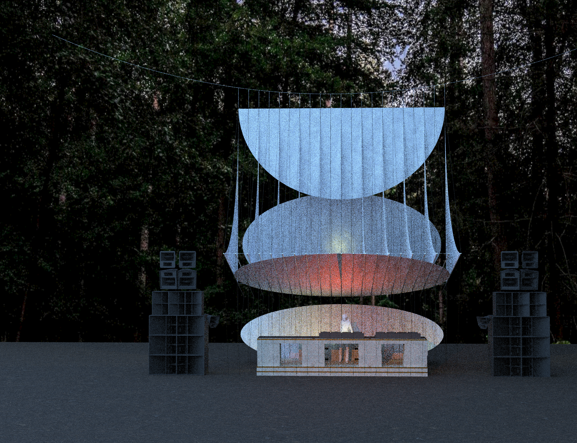 work in progress of white canopy stage