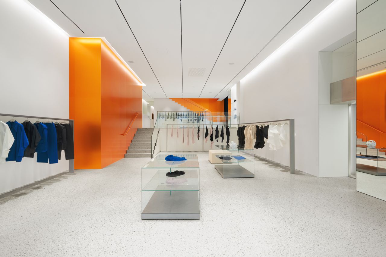 Issey Miyake Paris Store With Orange Walls