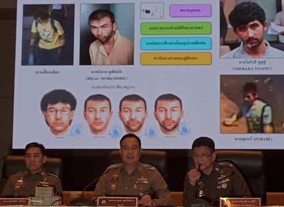Thai police at a news conference Monday.