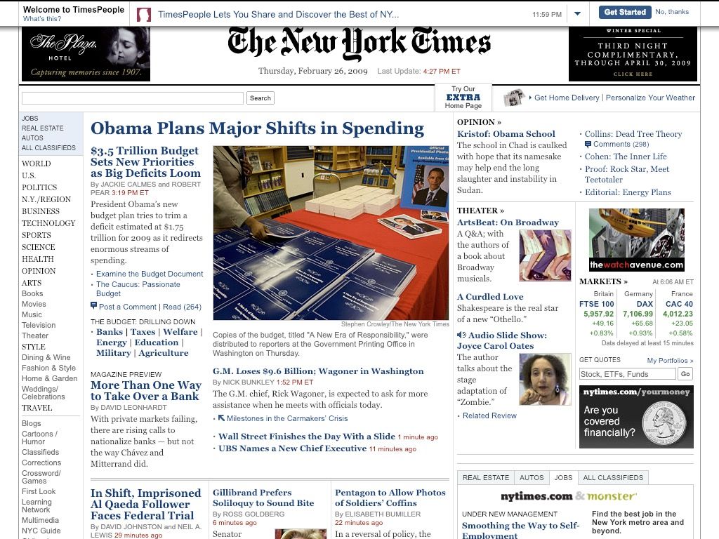 Click the left arrow to see The New York Times in 2019