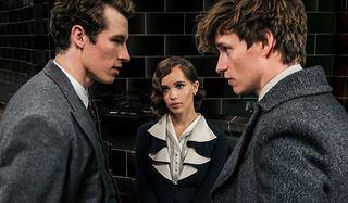 Brothers Newt and Theseus Scamander, with Leta Lestrange between them