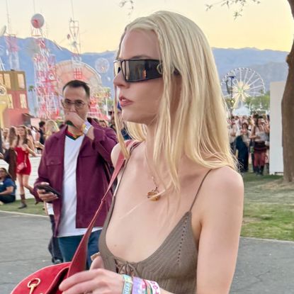 Anya Taylor-Joy's Vintage Gucci Horsebit Sling Bag Adds a Pop of Color to Her Leather and Crochet Look