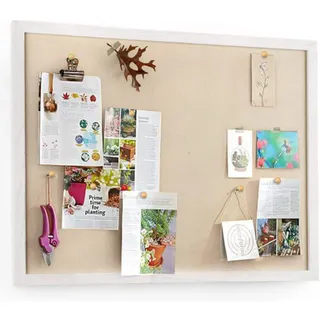 A white pin board with magazine cuttings