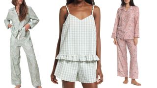 Best Pajama Brands: 3 models wearing sets of pajamas from Nordstrom