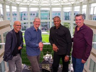 Jimmy Iovine, Dr. Dre, Tim Cook, and Eddy Cue