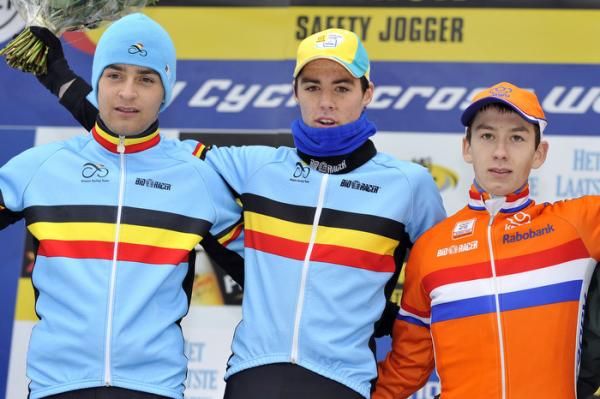 U23 podium (l-r): Wietse Bosmans (Belgium), 2nd; Vincent Baestaens (Belgium), 1st; Lars van der Haar (Netherlands)