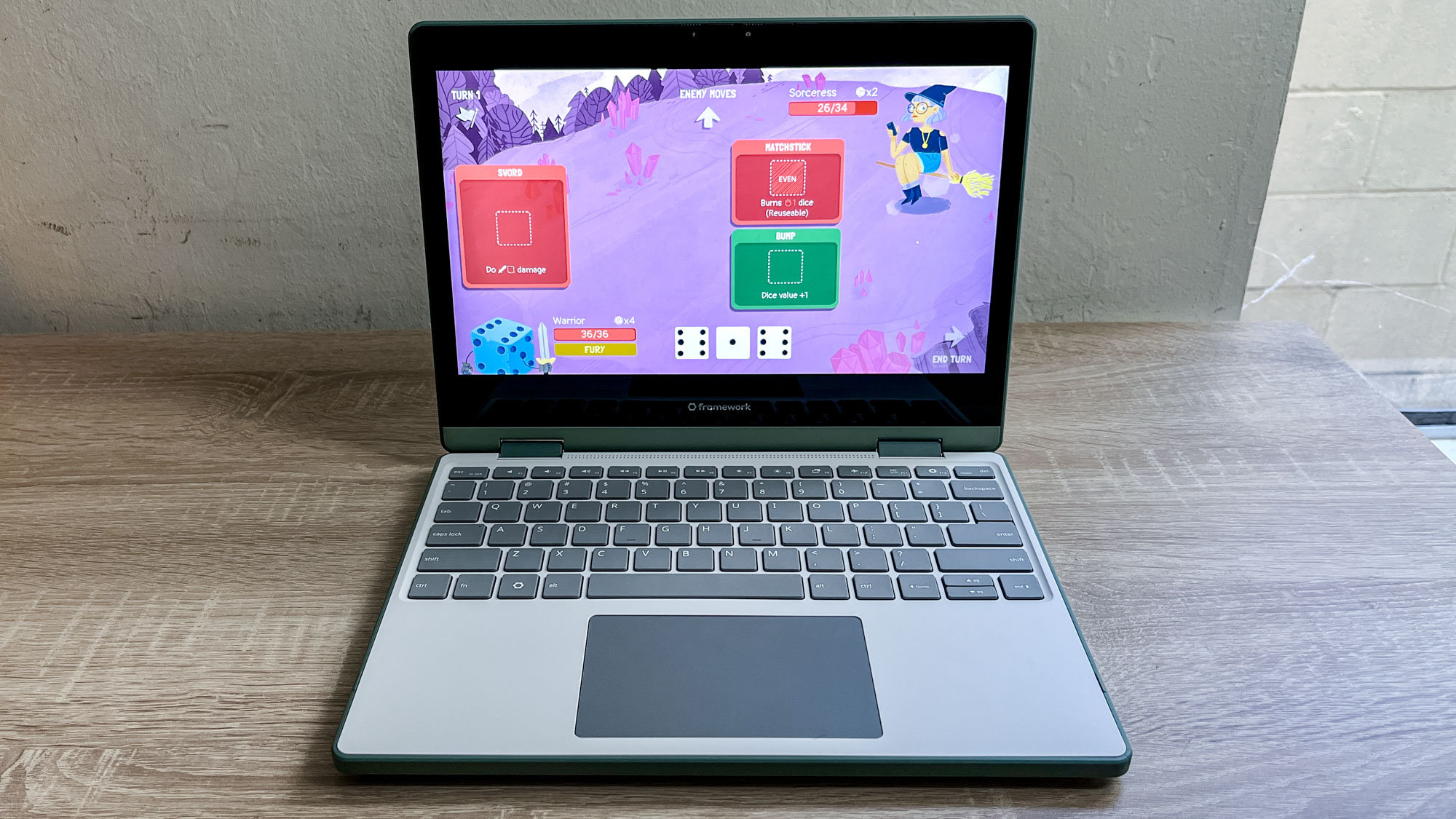 Framework Laptop 12 review unit on a desk