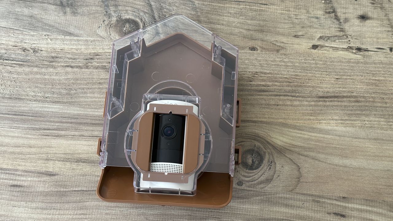 Wasserstein Bird Feeder Camera Case on a table, front of the case