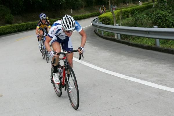 Jai Crawford (Savings and Loans) attacks off the front half way up the main climb of the day.