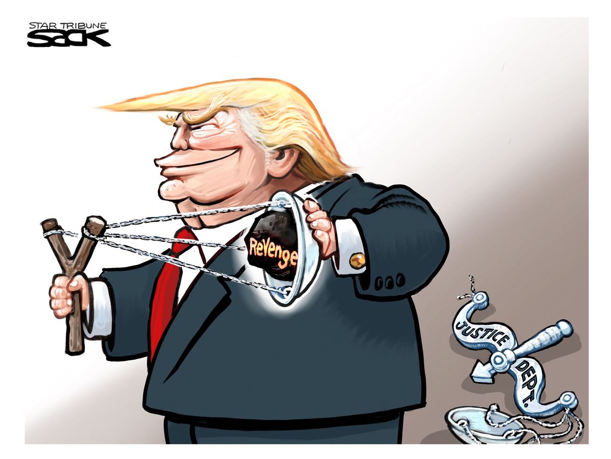 Political Cartoon U.S. Trump Justice Department William Barr Revenge ...