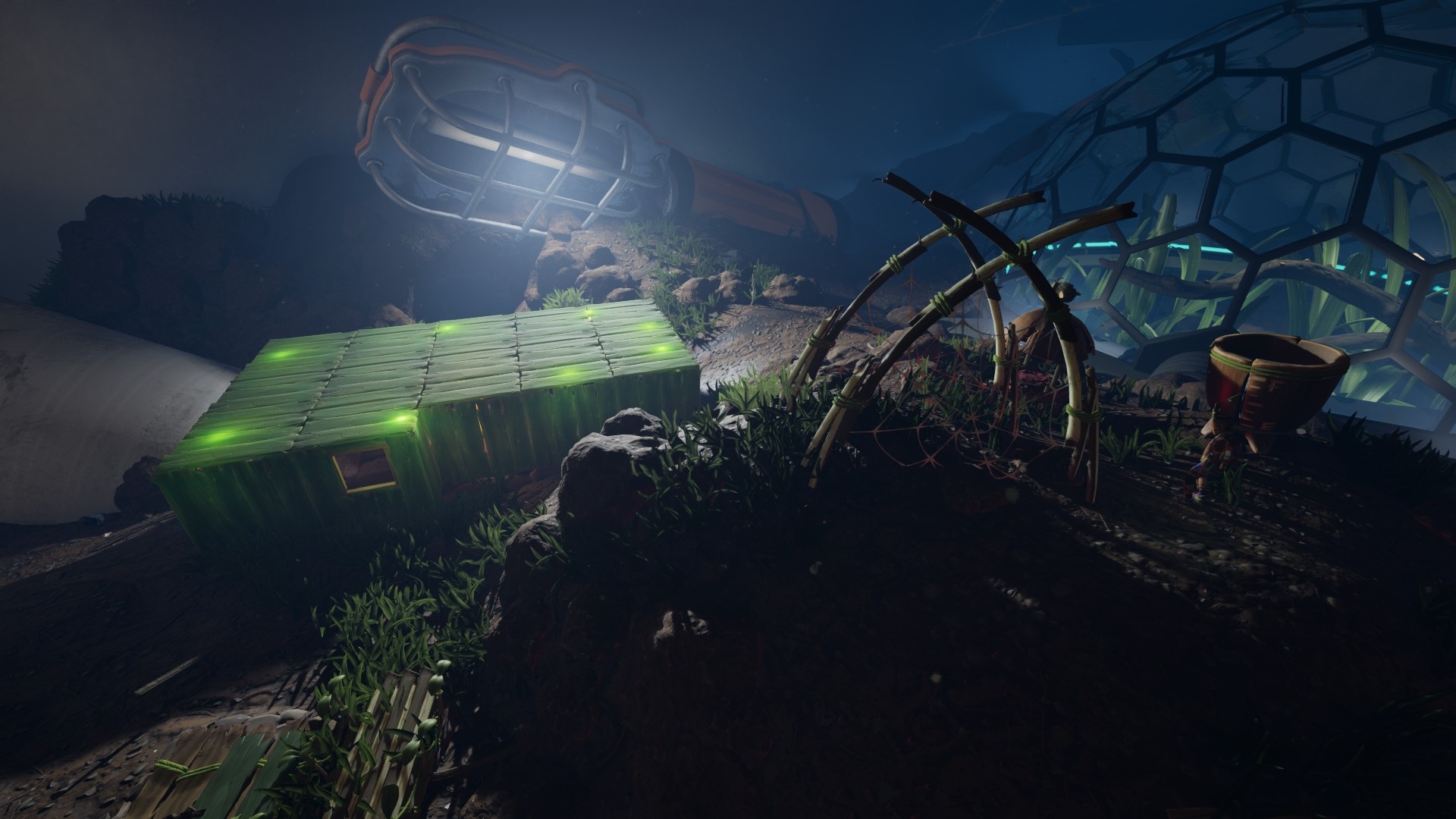 Grounded 2 base at nighttime
