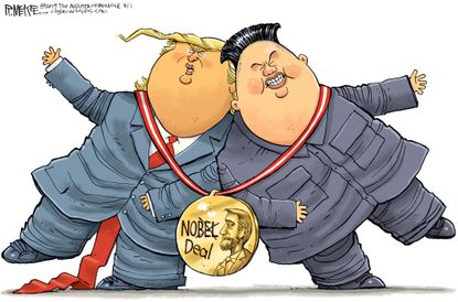 Political&nbsp;Cartoon&nbsp;U.S. Trump Kim Jong Un North Korea Nuclear Nobel