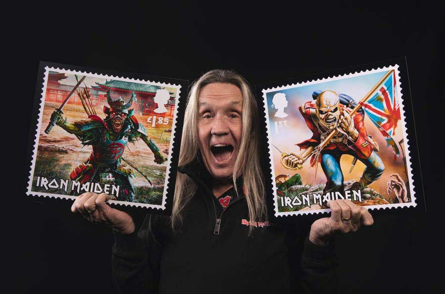 Nicko McBrain with Iron Maiden stamp mockups