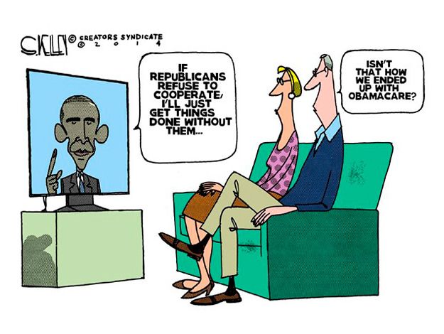 Obama cartoon ObamaCare partisans politics