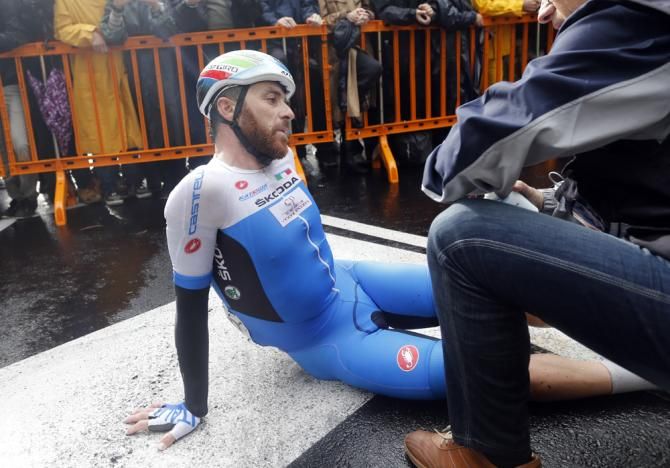 Luca Paolini (Italy) crashed in the last few laps
