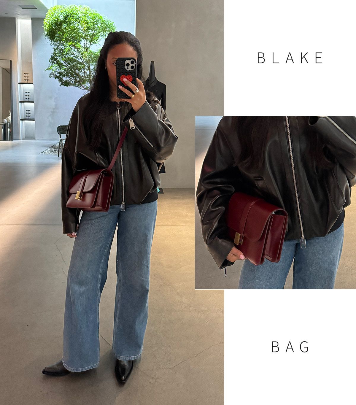 Sierra Mayhew holding a Khaite Blake bag.