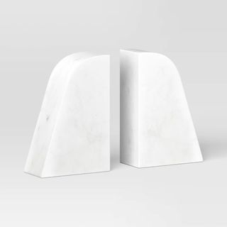 2pc Marble Bookends White - Threshold™: Elegant Support for Books, Sturdy & Easy to Clean