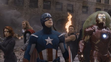 The OG Avengers assemble in the battle of New York. 