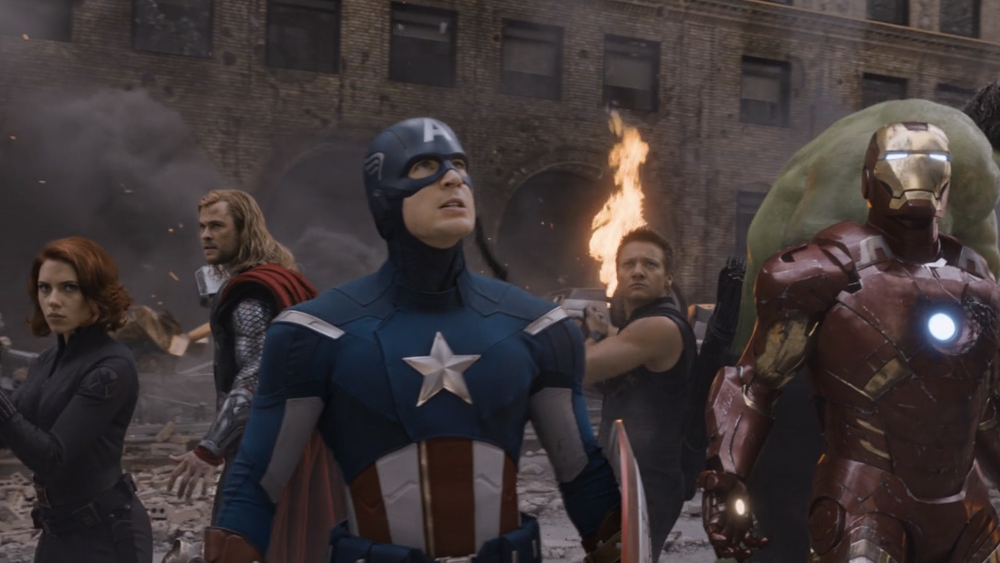 The OG Avengers assemble in the battle of New York. 