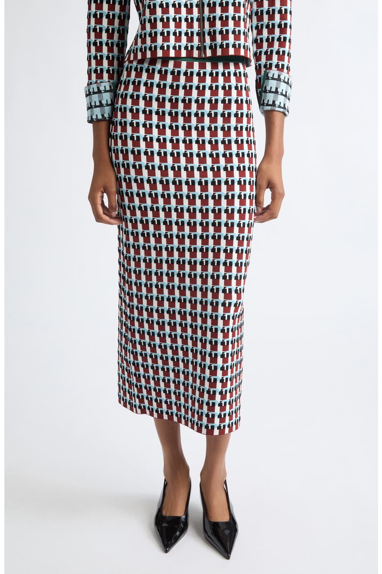 Raven Wool Jacquard Midi Skirt