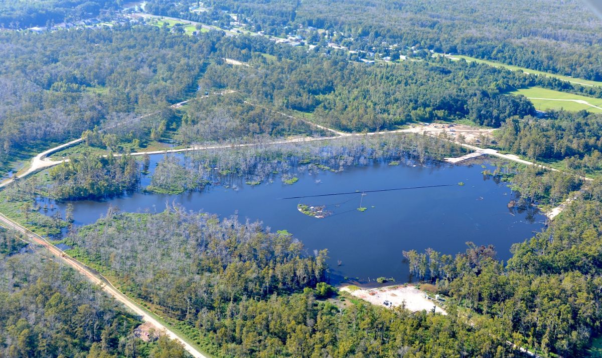 A giant sinkhole formed overnight in southeast Louisiana on Aug. 3, 2012.