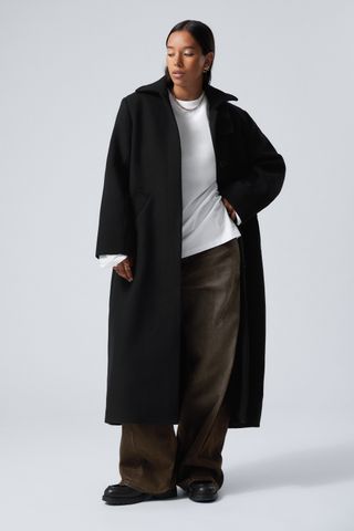 Long Oversized Wool-Blend Coat