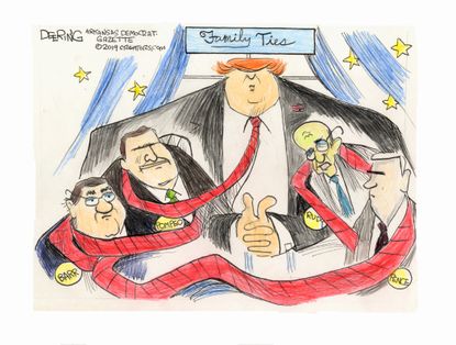 Political Cartoon U.S. Trump Impeachment Inquiry Boss Family Ties