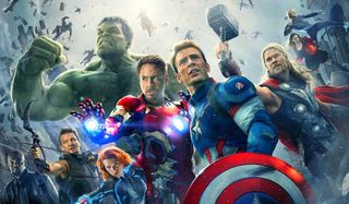 Avengers: Age of Ultron the Avengers surrounded by Ultron's army