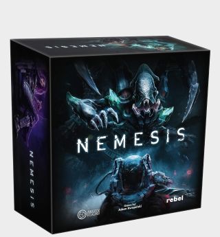 Nemesis board game box on a plain background