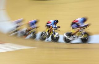 Adam Jamieson, Aidan Caves, Jay Lamoureux and Ed Veal of Canada compete in the Men's Team Pursuit