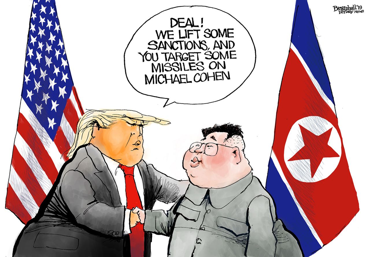 Political&amp;amp;nbsp;Cartoon&amp;amp;nbsp;U.S. Trump Kim Jong Un&amp;amp;nbsp;Border Wall&amp;amp;nbsp;Nuclear Summit