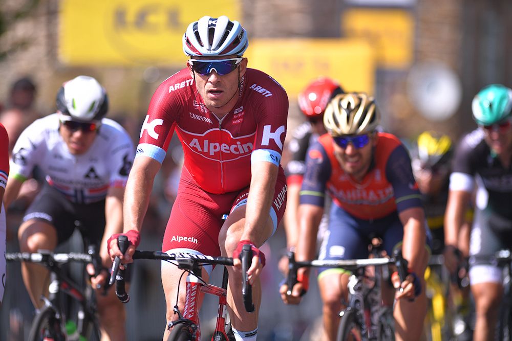 Alexander Kristoff finishes second during stage 1 at Dauphine